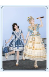 Twin Bears Antique Navy Bear Top Skirt Paneled OP and Sets(2nd Pre-Order/2 Colours/Full Payment Without Shipping)
